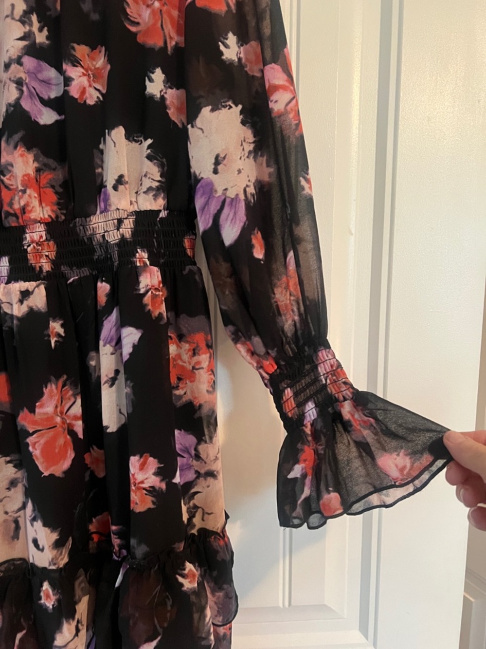 Isadora Floral Print Ruffle Long Sleeve Maxi Dress XL - Picture 3 of 7